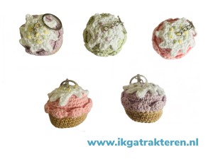 Gehaakte Cupcake Sleutelhanger 